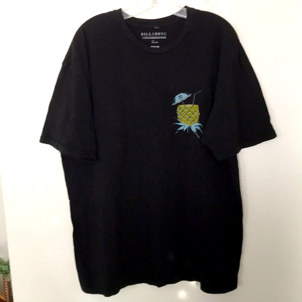 🍍BILLABONG T-SHIRT BLACK PINEAPPLE DRINK SIZE XL EXCELLENT CONDITION!